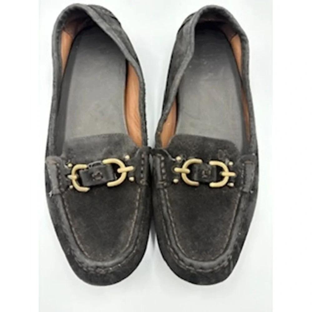 DONALD PLINER Viky Loafers 7M Black Suede Horsebit Driving Shoes Classic Luxury